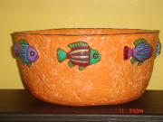 large orange fish bowl by Andrea Charendoff