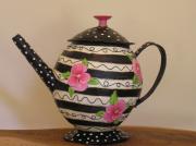 Storage Teapot Pansies by Ina Griet