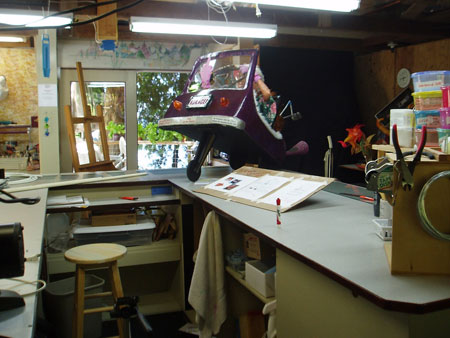Clearing space in the studio.