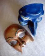 mini comedia masks by Louise Rosenfeld