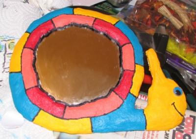 "papier-mache mirror frame - snail" by Lilach Vidal