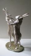 boxing hares by Juanita Humphris