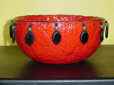 "red beaded bowl" by Andrea Charendoff
