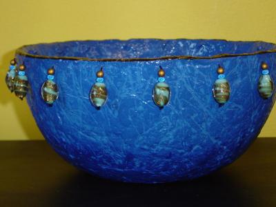 "blue beaded bowl" by Andrea Charendoff