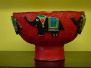 red elephant bowl by Andrea Charendoff
