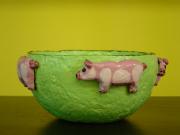 small green pig bowl by Andrea Charendoff