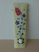 Flowers in a papier mache tile by Ana Schwimmer