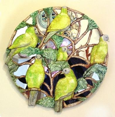 "Green Pigeons mirror" by Antonia Galloway