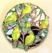 Green Pigeons mirror by Antonia Galloway