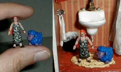 "Tiny ATC Dollhouse Doll & sheepBlue" by Mark Patraw