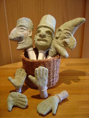 "puppet heads & hands unfinished" by Miranda Rook
