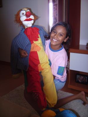 "Clown " Meleca". Doll ventríloco in paper marches with size of 1,20m" by Jorge Eduardo