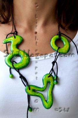 "Green Necklace :"Apple"" by Sandy Pouget