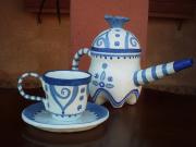 TEAPOT and CUP with saucer-(Portuguese porcelain) by Rui Moura
