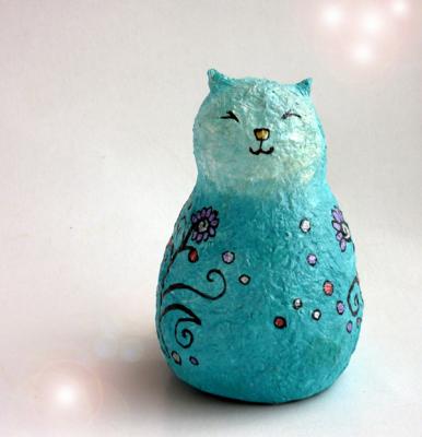 "Purly the Paper Mache Guardian Cat" by Anat Bar Am