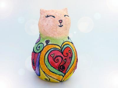 "Roman the Romantic paper mache Cat" by Anat Bar Am