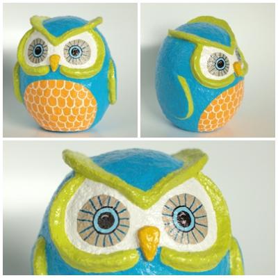 "Blue, Orange, & Green Owl" by Holly St.Denis