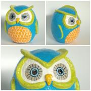 Blue, Orange, & Green Owl by Holly St.Denis