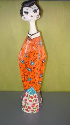 "Orange Kokeshi" by Mirta Pastorino