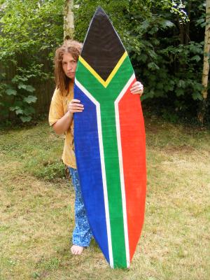 "Paper Mache Surfboard" by Anne Marie and Karen