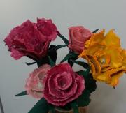 Roses made of egg cartons by Geula Harari