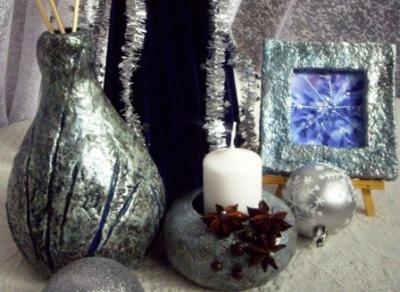 "Christmas decorations in silver and blue" by Iva Mincheva