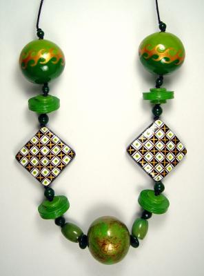 "Green checkerboard necklace" by Evangeline Duplessis