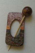 shawl pin.Recycled card and papier mache by Evangeline Duplessis
