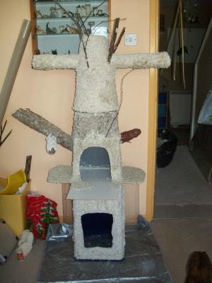 "Paper mache cat tree" by Janice Adames