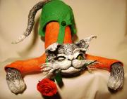 Cat with a rose by Elena Sashina