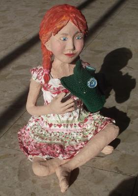 "A girl with a puppet" by Eva Goldman