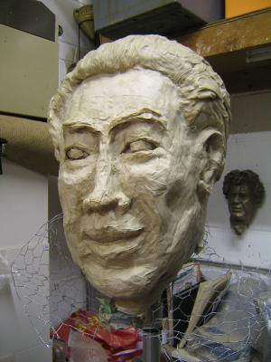 "Chou En-lai papier mache portrait" by Steve Yeates