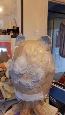 "Panda head in progress" by Caz James