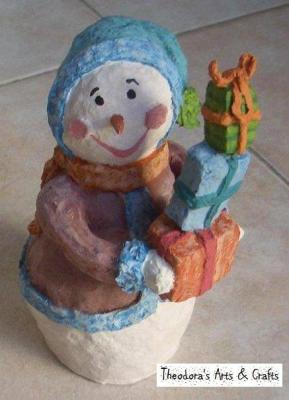 "Snowman Holding Gifts" by Theodora Spanides