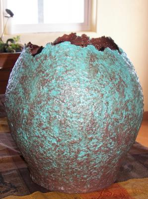 "Teal and Brown Vase" by Nancy Hagerman