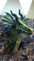 "side view of green paper mache forest dragon" by Matt  Anubis