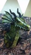 side view of green paper mache forest dragon by Matt  Anubis