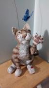 Paper Mache Cat by Marilyn Kalbhenn