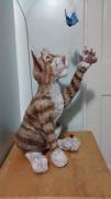 Paper Mache Cat by Marilyn Kalbhenn