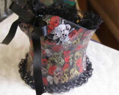 "Skulls and roses papier mache corset" by Sara Hall