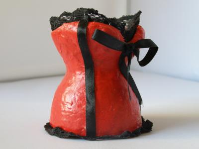 "Red and black lace corset" by Sara Hall