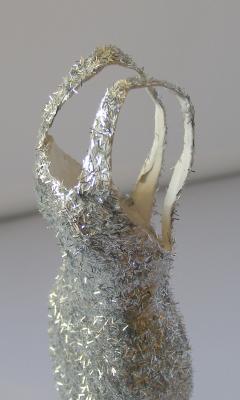 "Silver papier mache dress" by Sara Hall