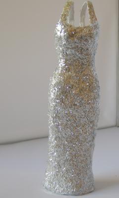 "Silver papier mache dress" by Sara Hall
