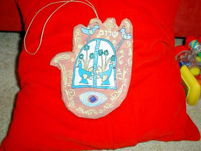 "red Hamsa and birds" by Ayelet Ben-Zvi