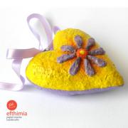 Yellow & purple heart with flower by Efthimia Kotsanelou