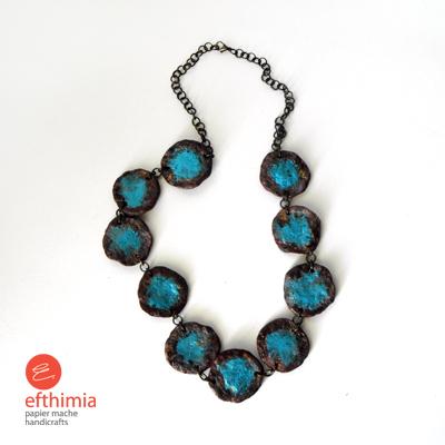 "Brown & turquoise disc bead necklace" by Efthimia Kotsanelou