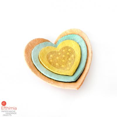 "Papier mache heart shaped jewelry dishes" by Efthimia Kotsanelou