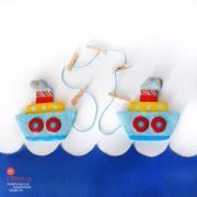 Papier mache boats art & photo display hanger by Efthimia Kotsanelou