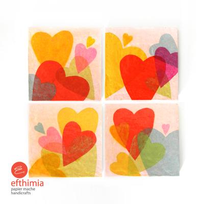 "Heart coasters" by Efthimia Kotsanelou