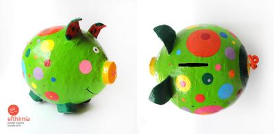 "Green pig money box" by Efthimia Kotsanelou
